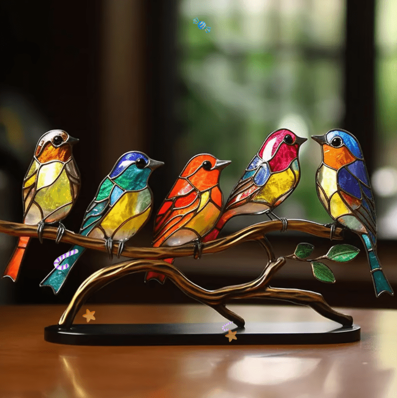 LichtVögel™ | Bunter Buntglas-Vogel Sonnenfänger für Fensterschmuck