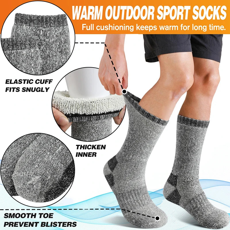 AlpenWool™  | 3 Paar Herren Thermo-Wintersocken | Extra dick, warme Wolle | Mittellange Socken für Skifahren & Outdoor-Einsatz