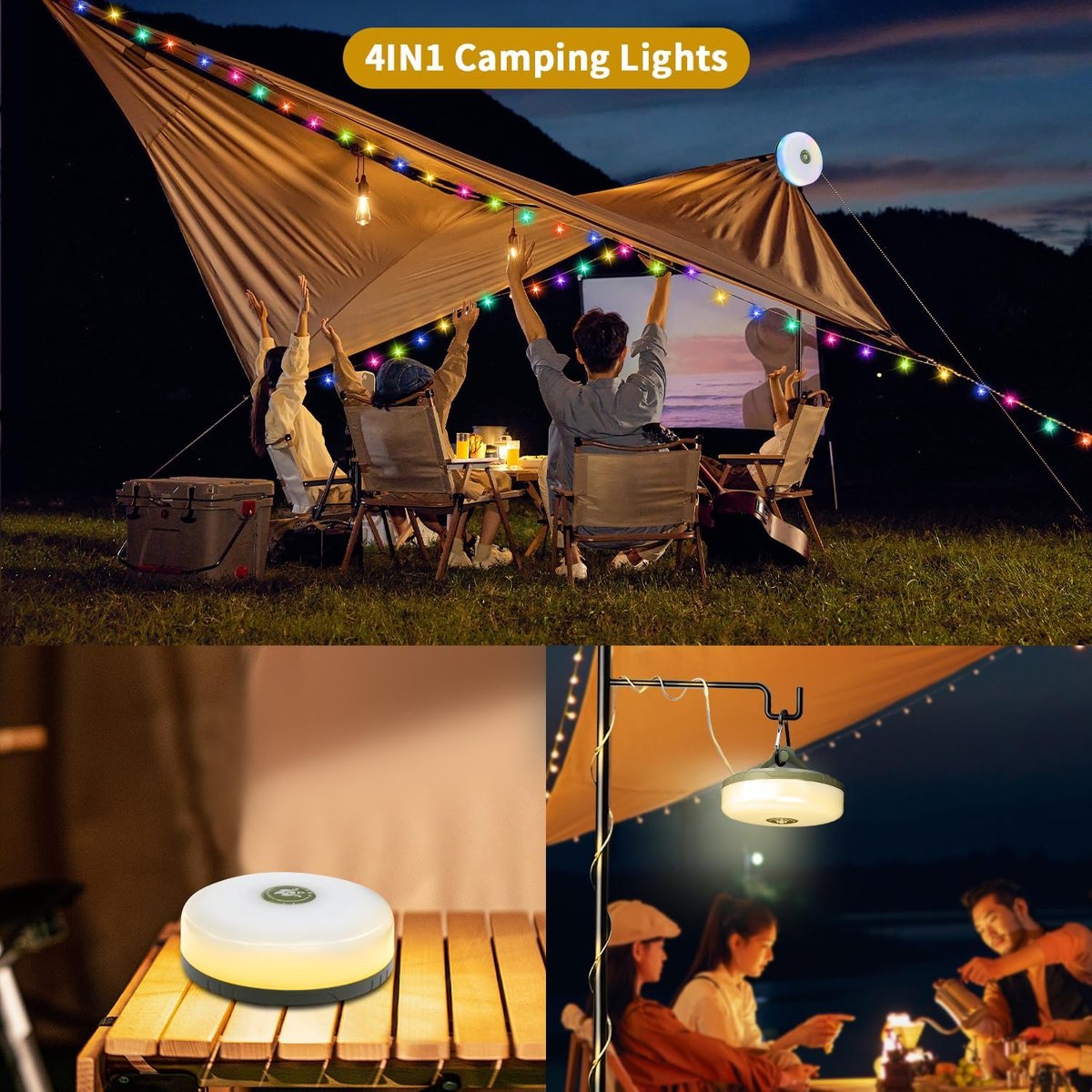 CampLite™ | 4-in-1 Campinglicht mit RGB-Lichterkette & Powerbank