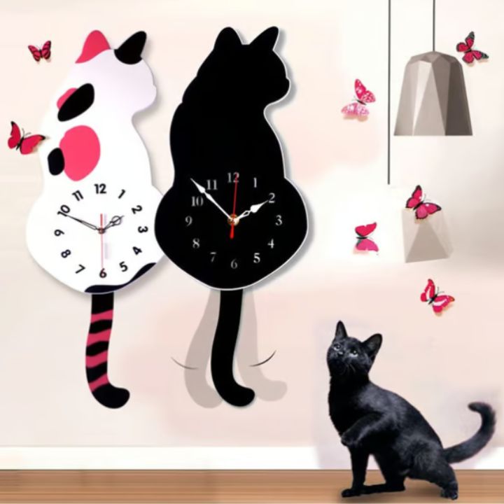 CatClock | Bezaubernde Katzen-Wanduhr mit wedelndem Schwanz