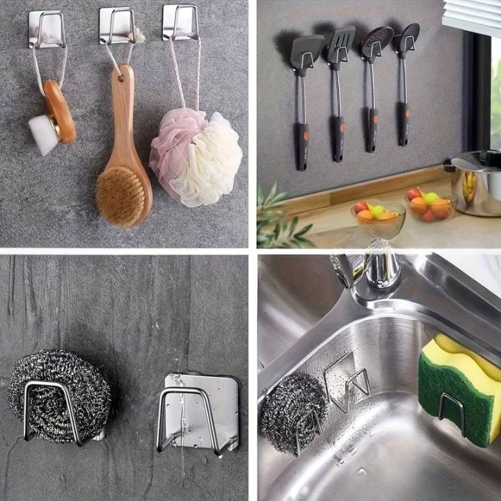 Wallvera™ | 4 Stück  Edelstahl-Wandhalter – Selbstklebend und platzsparend