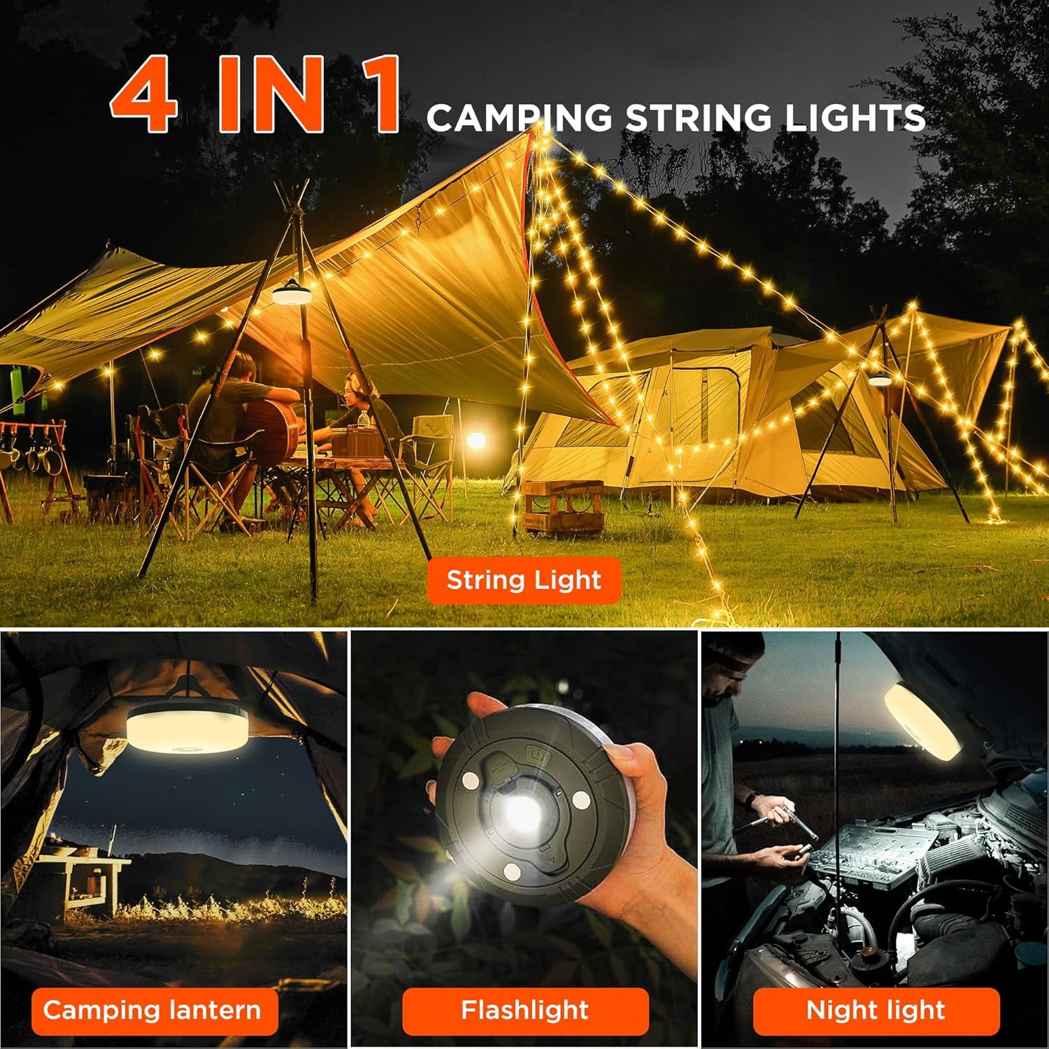 CampLite™ | 4-in-1 Campinglicht mit RGB-Lichterkette & Powerbank