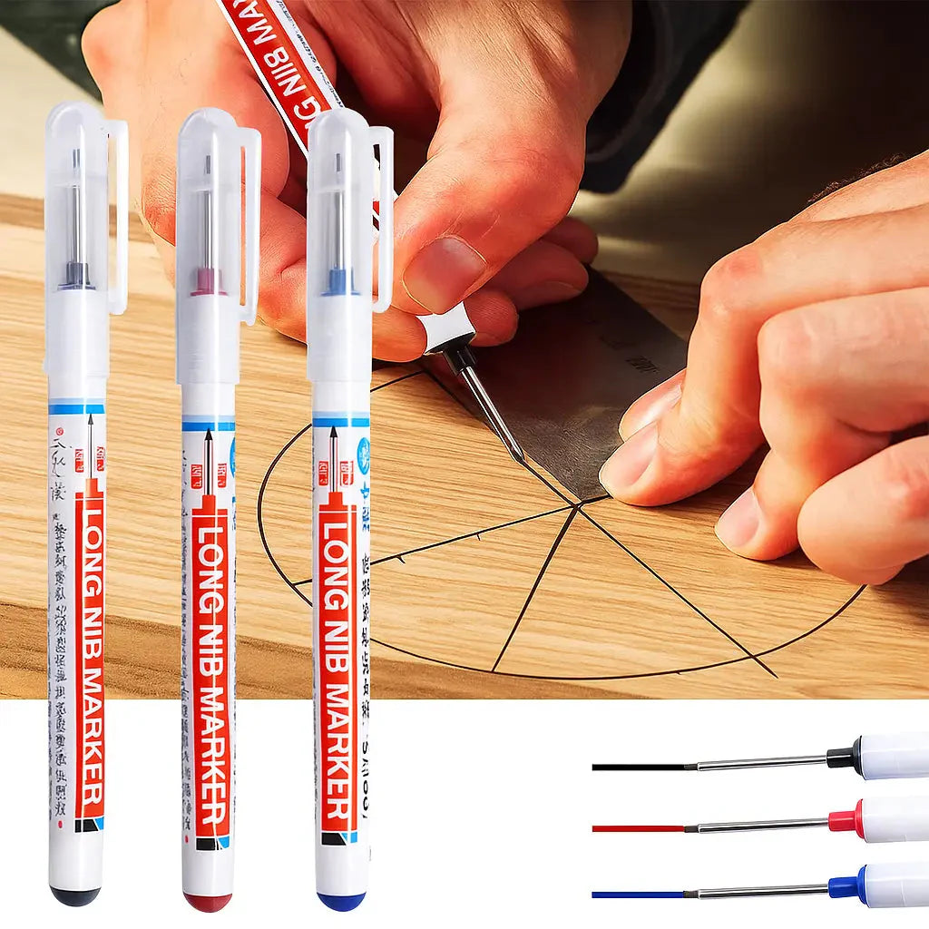 DeepMark™ | Tieflochmarker mit langer Spitze – Wischfest & wasserfest (3er-Set)