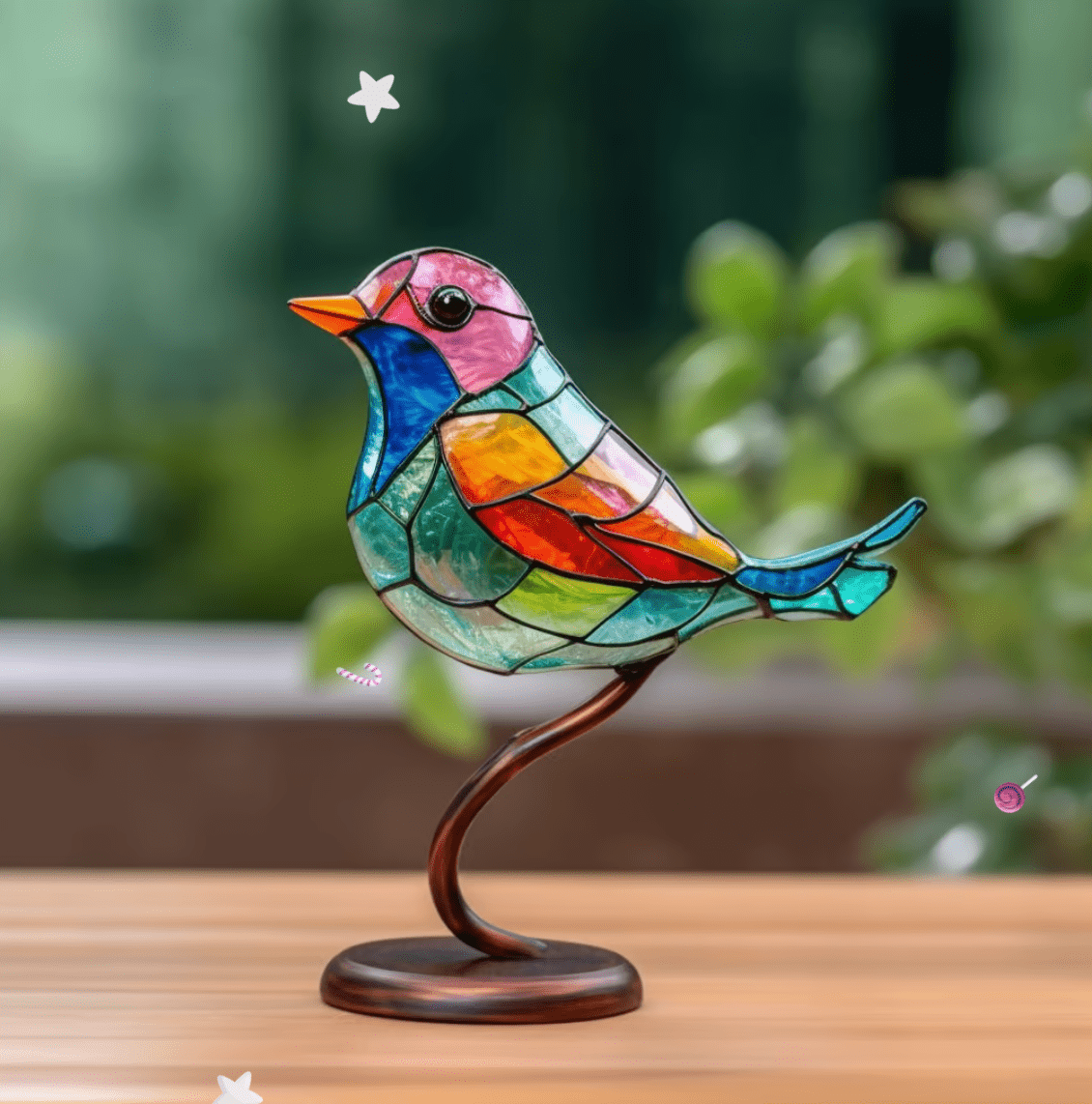 LichtVögel™ | Bunter Buntglas-Vogel Sonnenfänger für Fensterschmuck