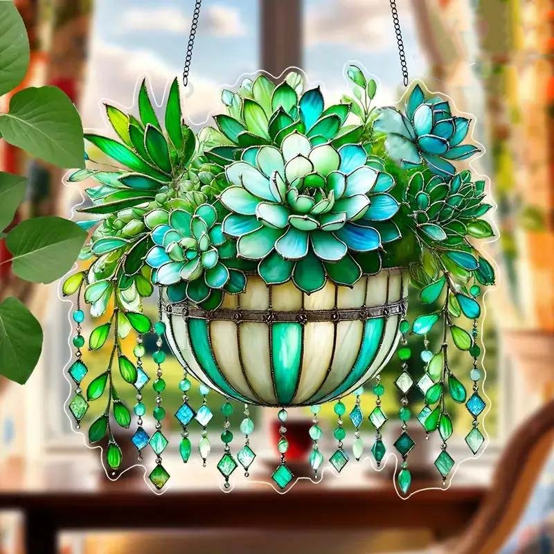1+1 GRATIS | LeafGlow™ | Grüner Acryl-Pflanzenanhänger