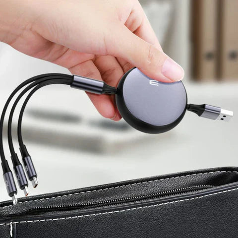 ChargePro | 3-in-1 aufrollbares Ladekabel - Laden Sie ALLE Ihre Geräte mit einem Kabel auf!