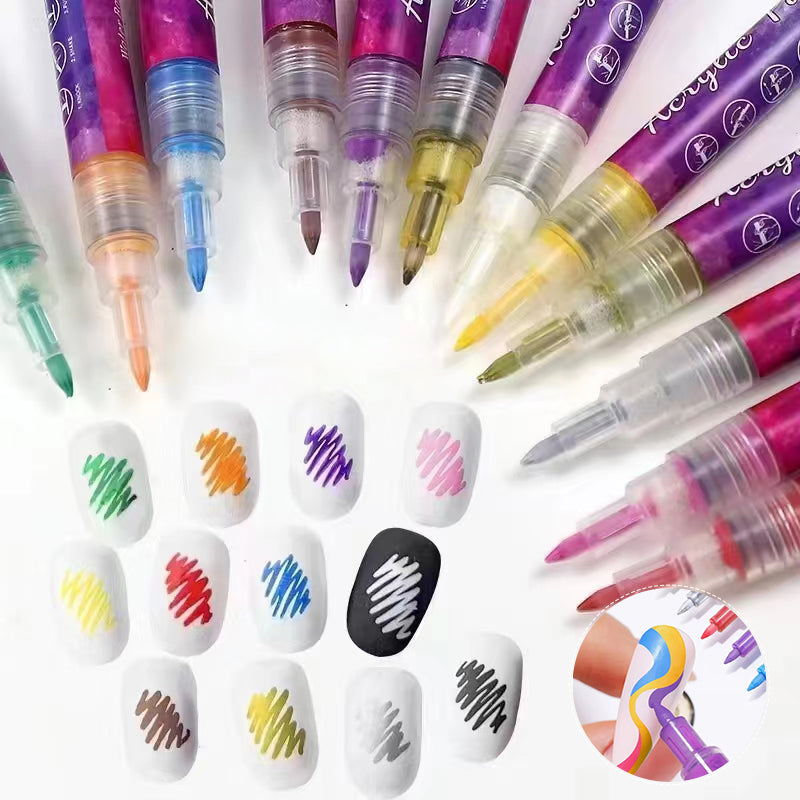 12-Farbiger Nagelstift™ | Ultradünner gebogener Nagelschreiber