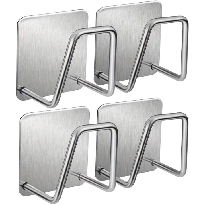 Wallvera™ | 4 Stück  Edelstahl-Wandhalter – Selbstklebend und platzsparend