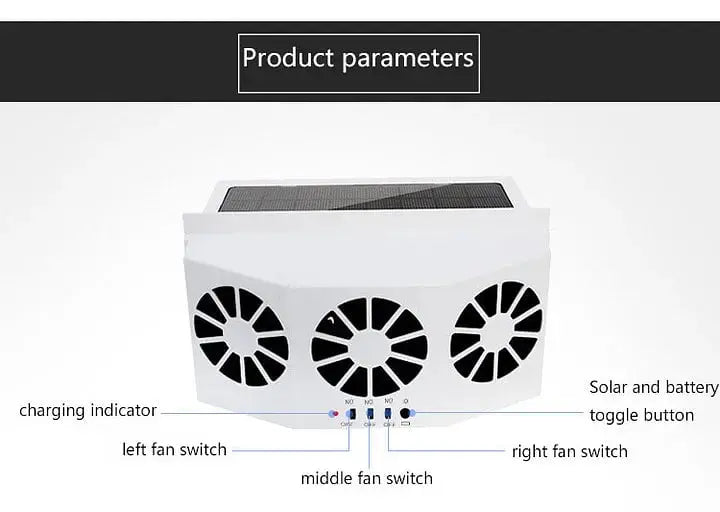 SunChill™ | Solarbetriebener tragbarer Auto-Kühlventilator
