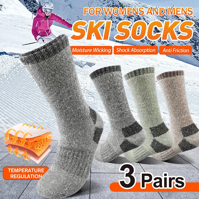 AlpenWool™  | 3 Paar Herren Thermo-Wintersocken | Extra dick, warme Wolle | Mittellange Socken für Skifahren & Outdoor-Einsatz