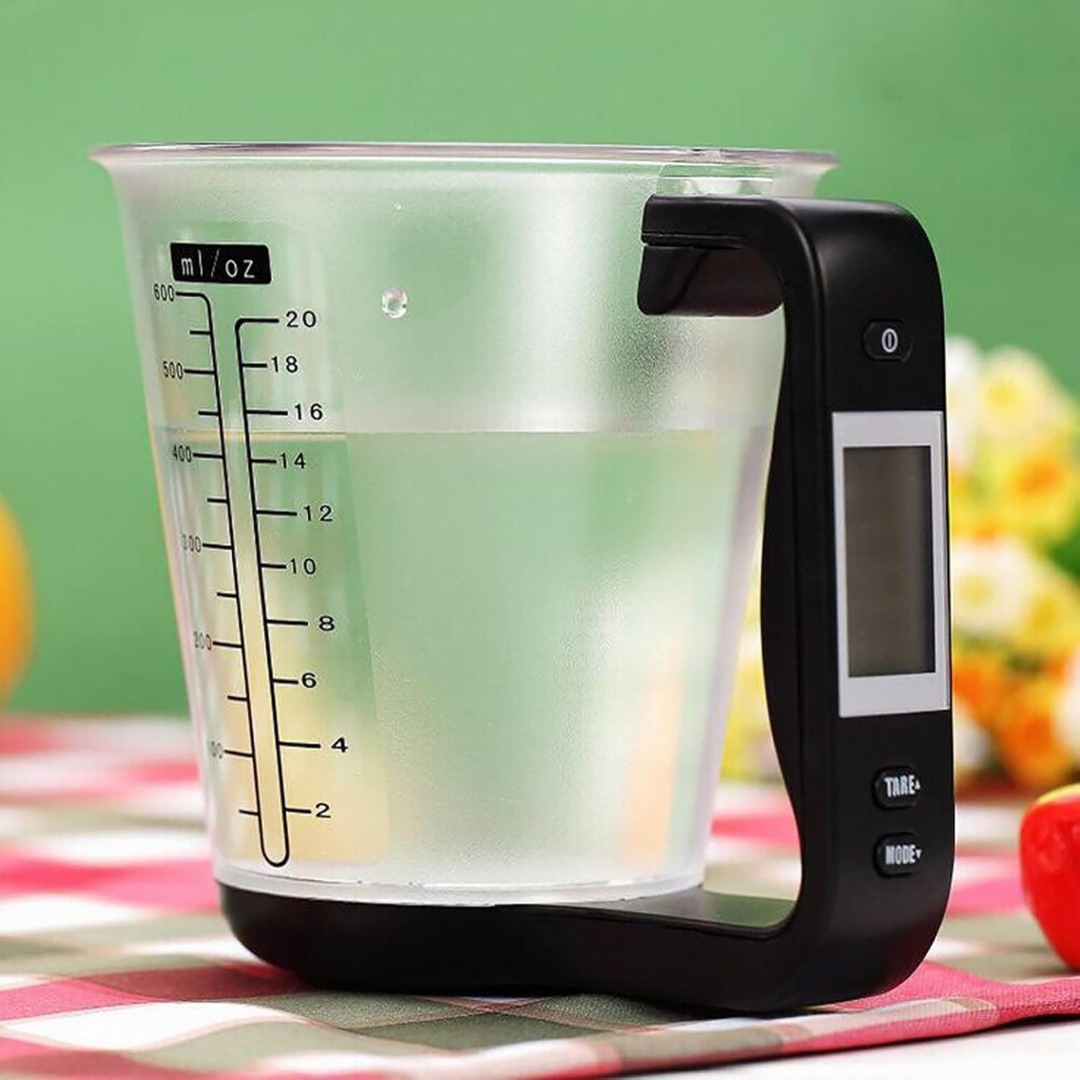 Messbecher Waage mit LCD Display | Digitale Küchenwaage | 600ML Kapazität