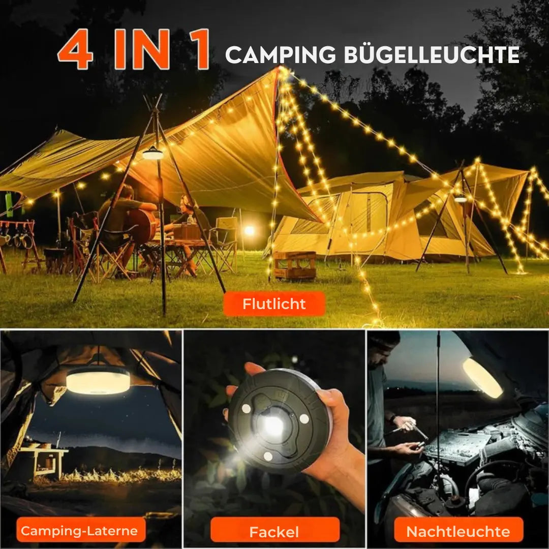 CampGlow™ | 4-in-1 Multifunktions-Campinglicht – Licht, Strom & Komfort