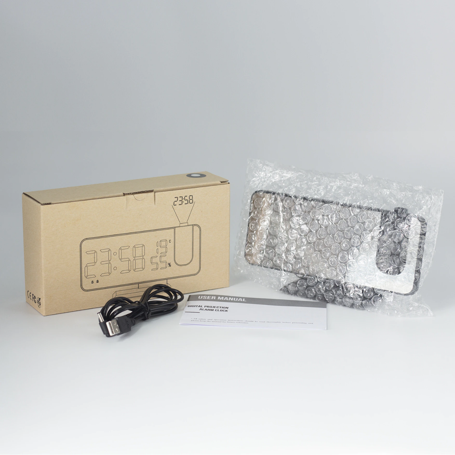 Astronatic™ | LED Projektionswecker – digital mit Deckenprojektion, FM-Radio, Temperaturanzeige & USB-Anschluss