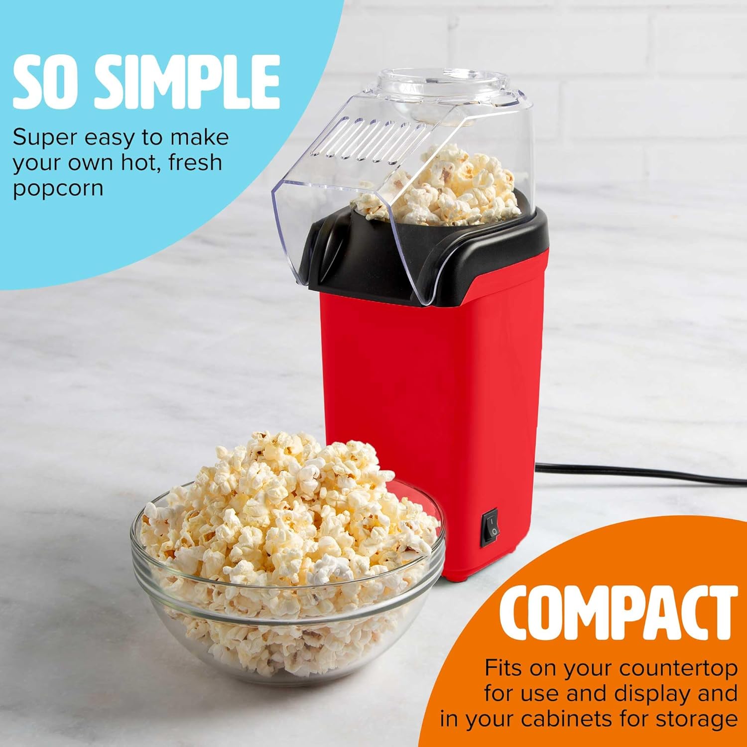 PopAir™ | Heißluft-Popcornmaschine, Gesunder und Leckerer Popcorn in Minuten