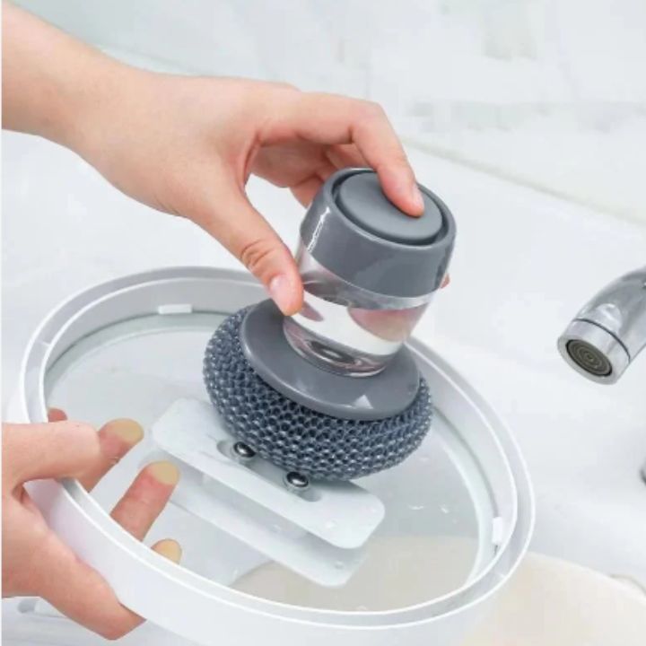 ScrubSqueeze | Küchenseifen-Spender-Handbürste（5 Stahldrahtkugeln）