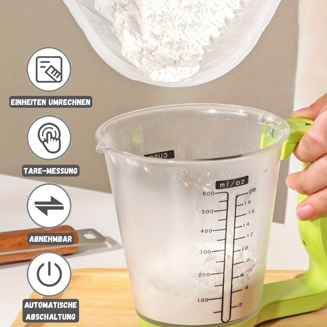 Messbecher Waage mit LCD Display | Digitale Küchenwaage | 600ML Kapazität