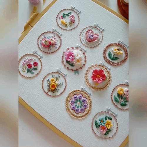 Florette™ | Kleines Blumenrahmen-Stickset