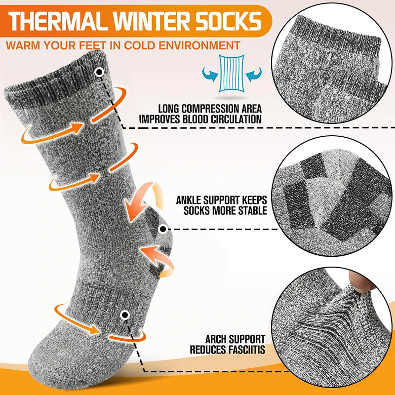 AlpenWool™  | 3 Paar Herren Thermo-Wintersocken | Extra dick, warme Wolle | Mittellange Socken für Skifahren & Outdoor-Einsatz