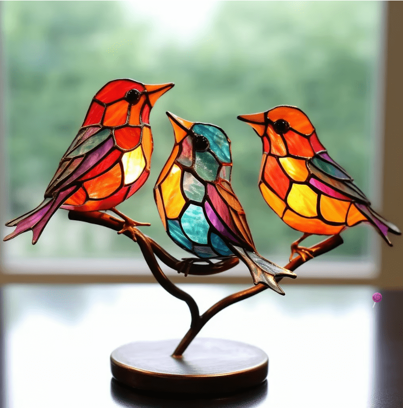 LichtVögel™ | Bunter Buntglas-Vogel Sonnenfänger für Fensterschmuck