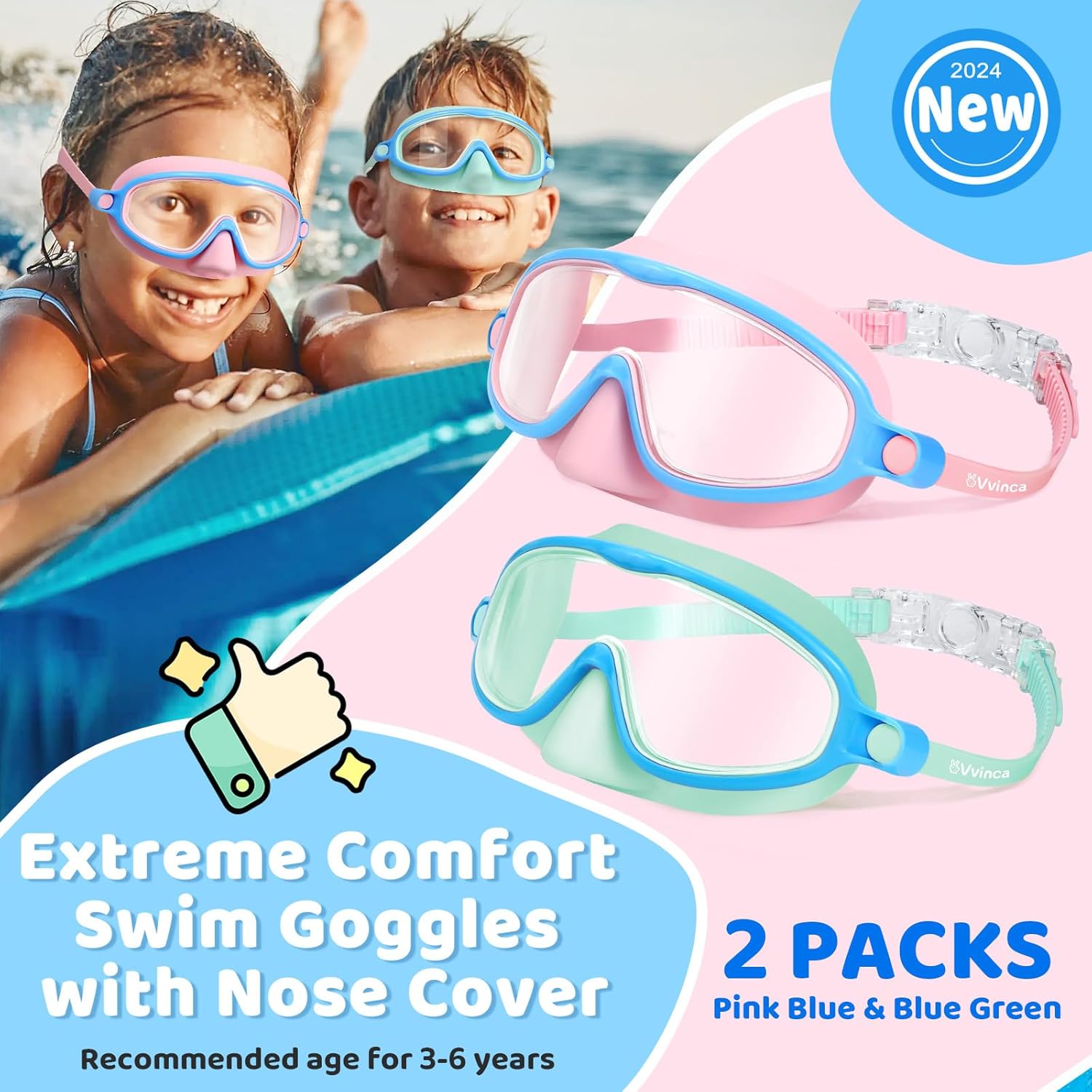 1+1 Gratis | AquaShield™ | HD-Großrahmen-Schwimmbrille für Kinder