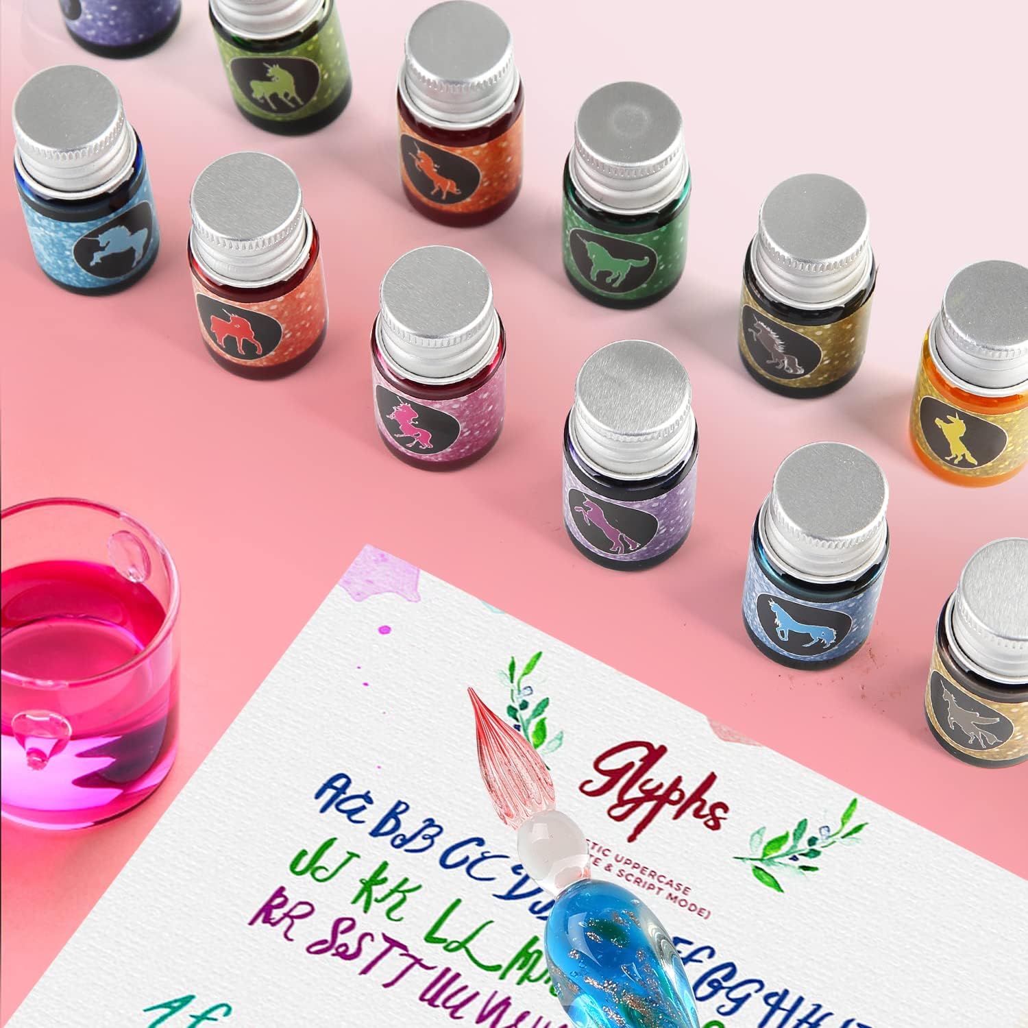 PrismWriter™ | Handgefertigtes Kristall Kalligraphie Bleistift & Farben Set