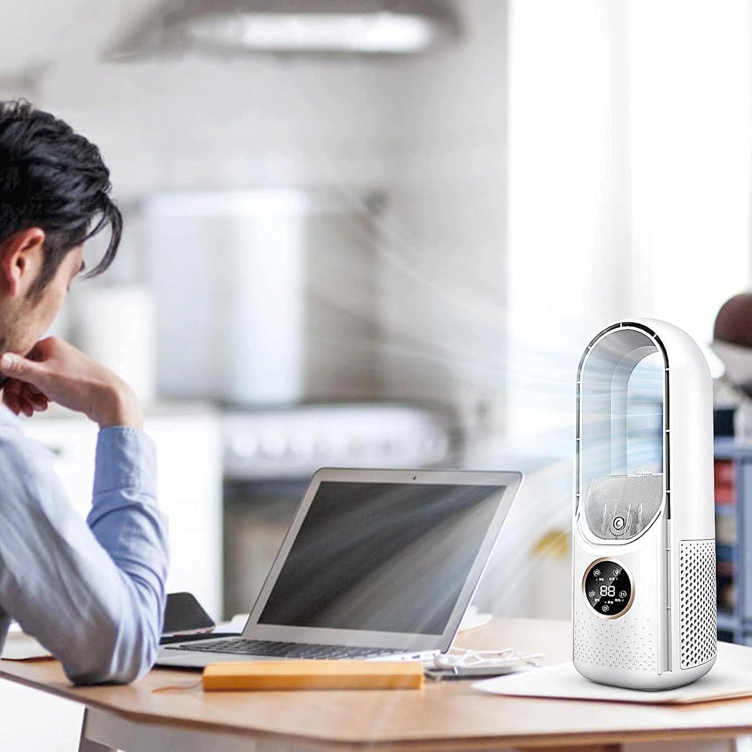 Airevo™ | Bladeless USB-Ventilator | 6 Stufen | Leise & Mit Timer | Luftbefeuchtung