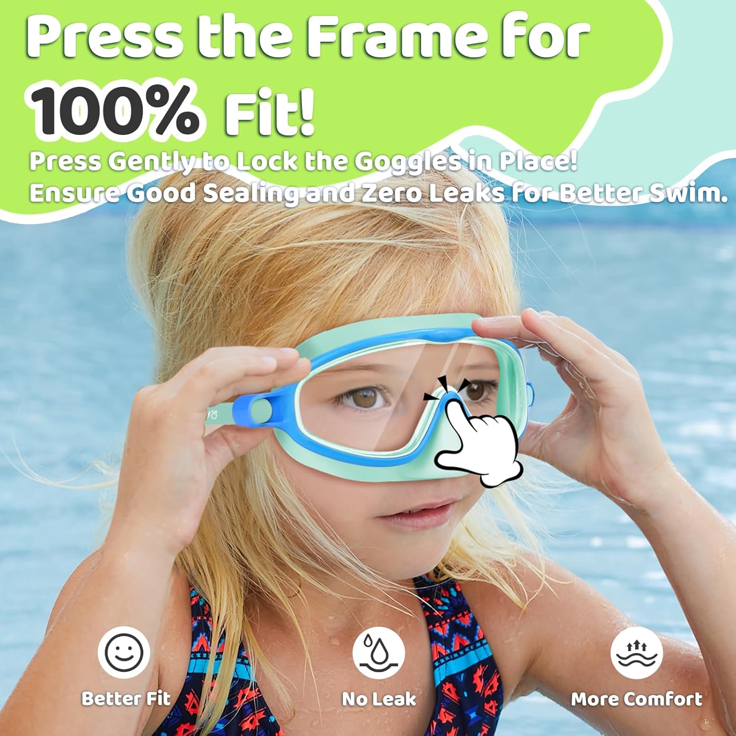 1+1 Gratis | AquaShield™ | HD-Großrahmen-Schwimmbrille für Kinder