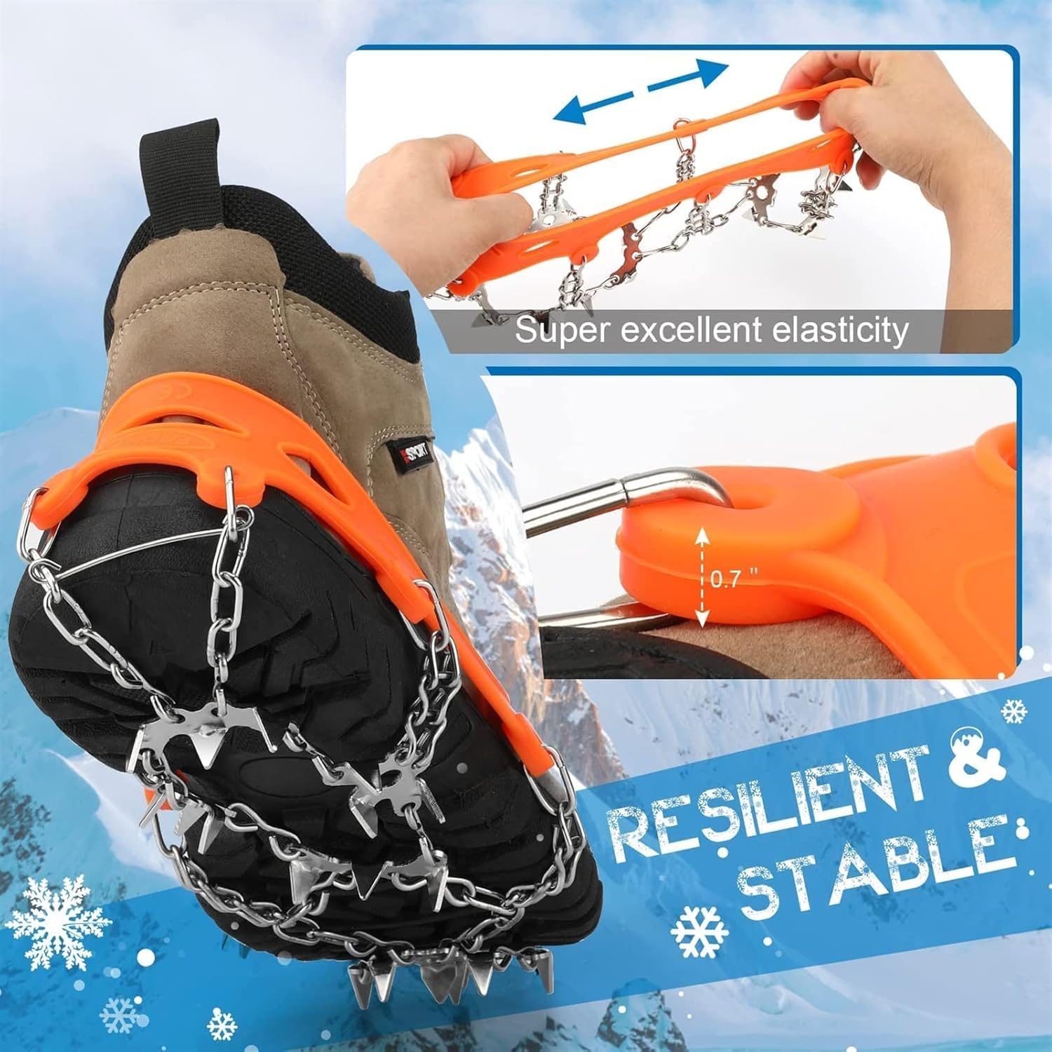 50% RABATT| StepClaw™ | Steigeisen – Schuhspikes mit 19 Edelstahlspikes für sicheren Halt auf Eis & Schnee | Rutschschutz mit robustem TPE-Rahmen
