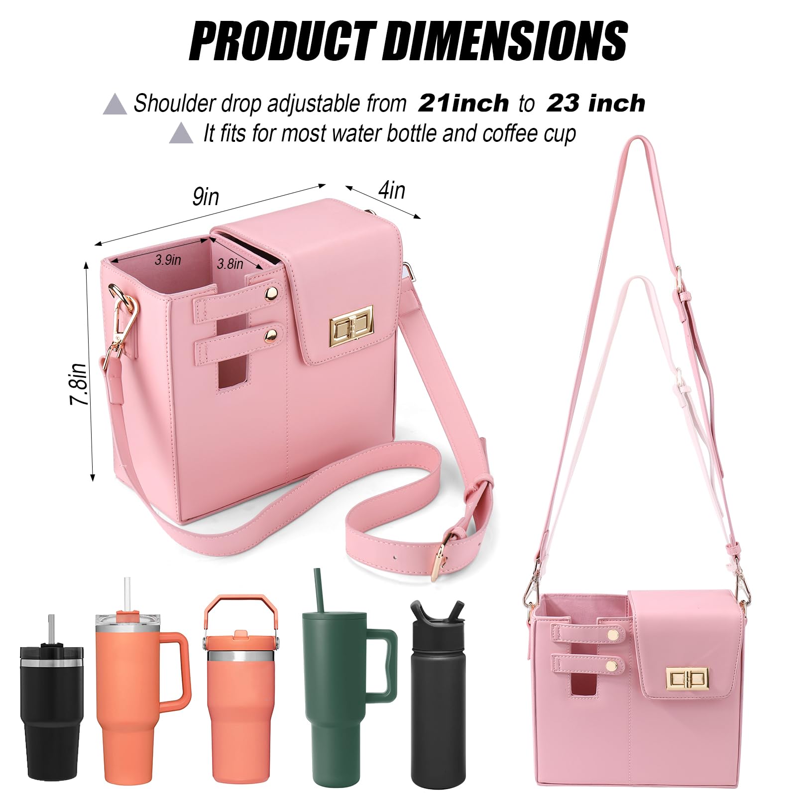 HydraBag™ | Umhängetasche mit Sportwasserflaschenhalter für Frauen