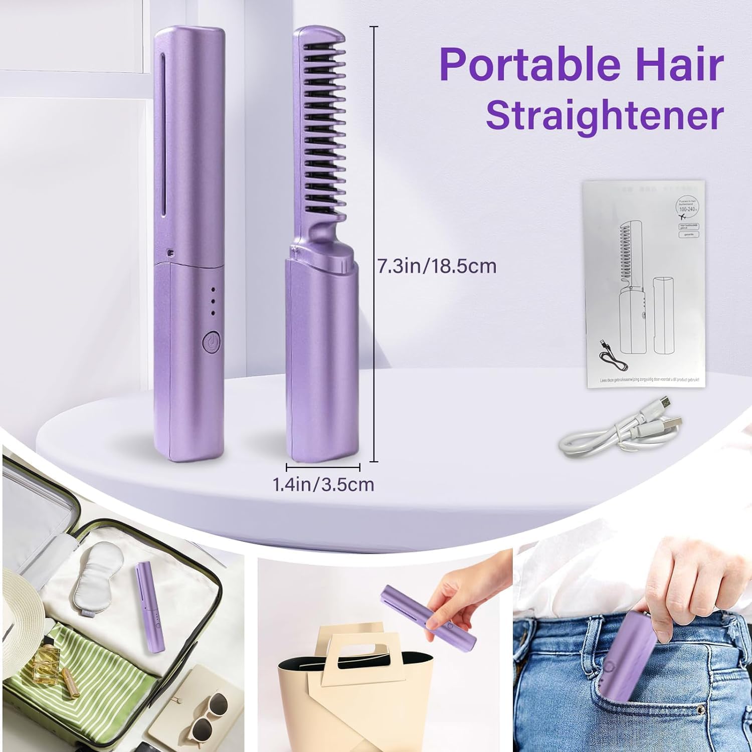 WavePro | 2-in-1 Mini-Wireless-Haarglätter Kamm