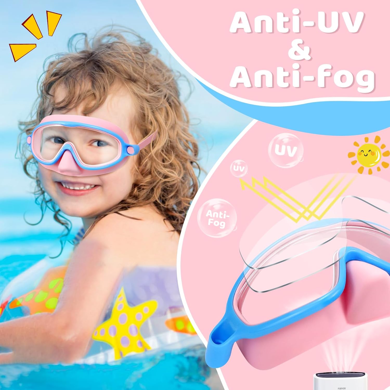 1+1 Gratis | AquaShield™ | HD-Großrahmen-Schwimmbrille für Kinder