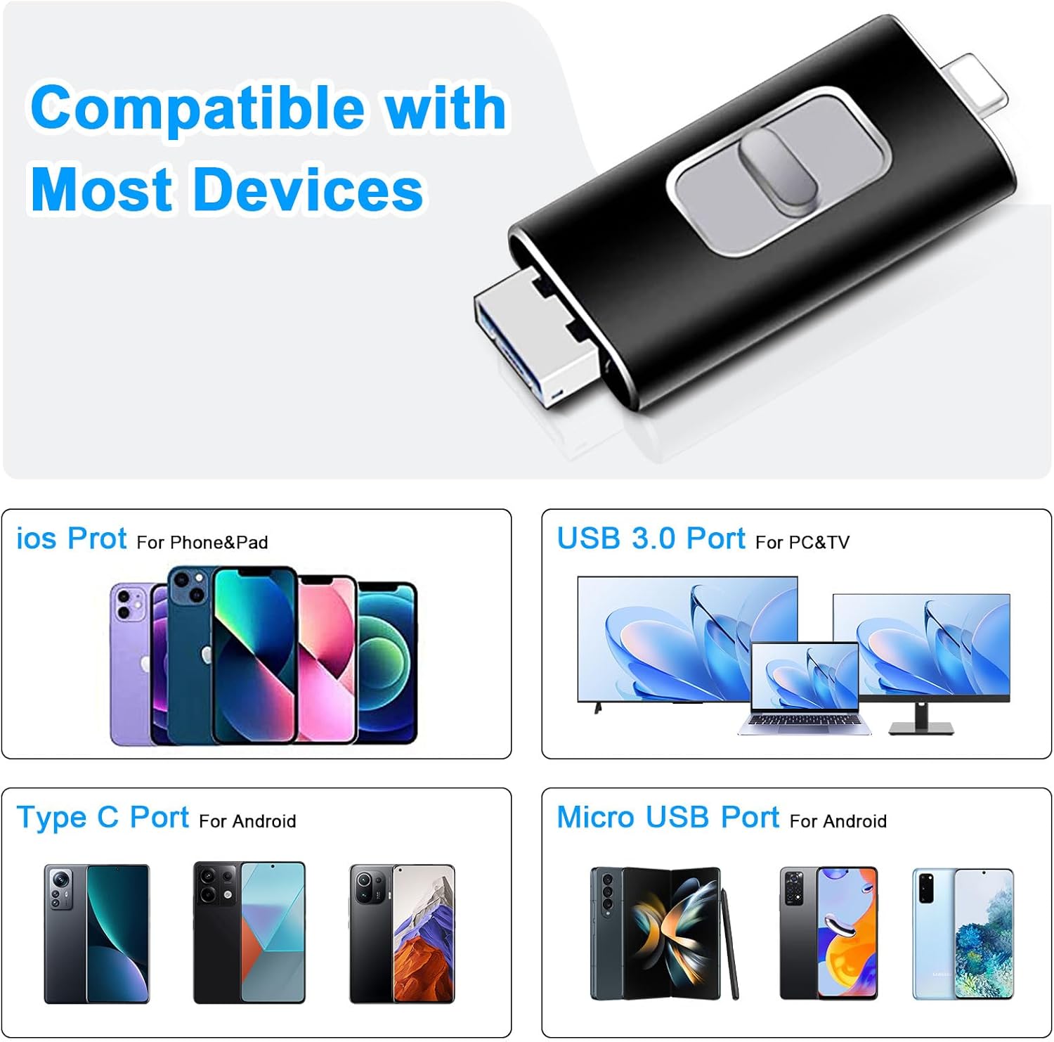 50% RABATT | ZipDrive™ | 3-in-1 USB-3.0 Speicherstick – Externer Speicher für iPhone, iPad, Android & PC | High-Speed Datentransfer & Backup