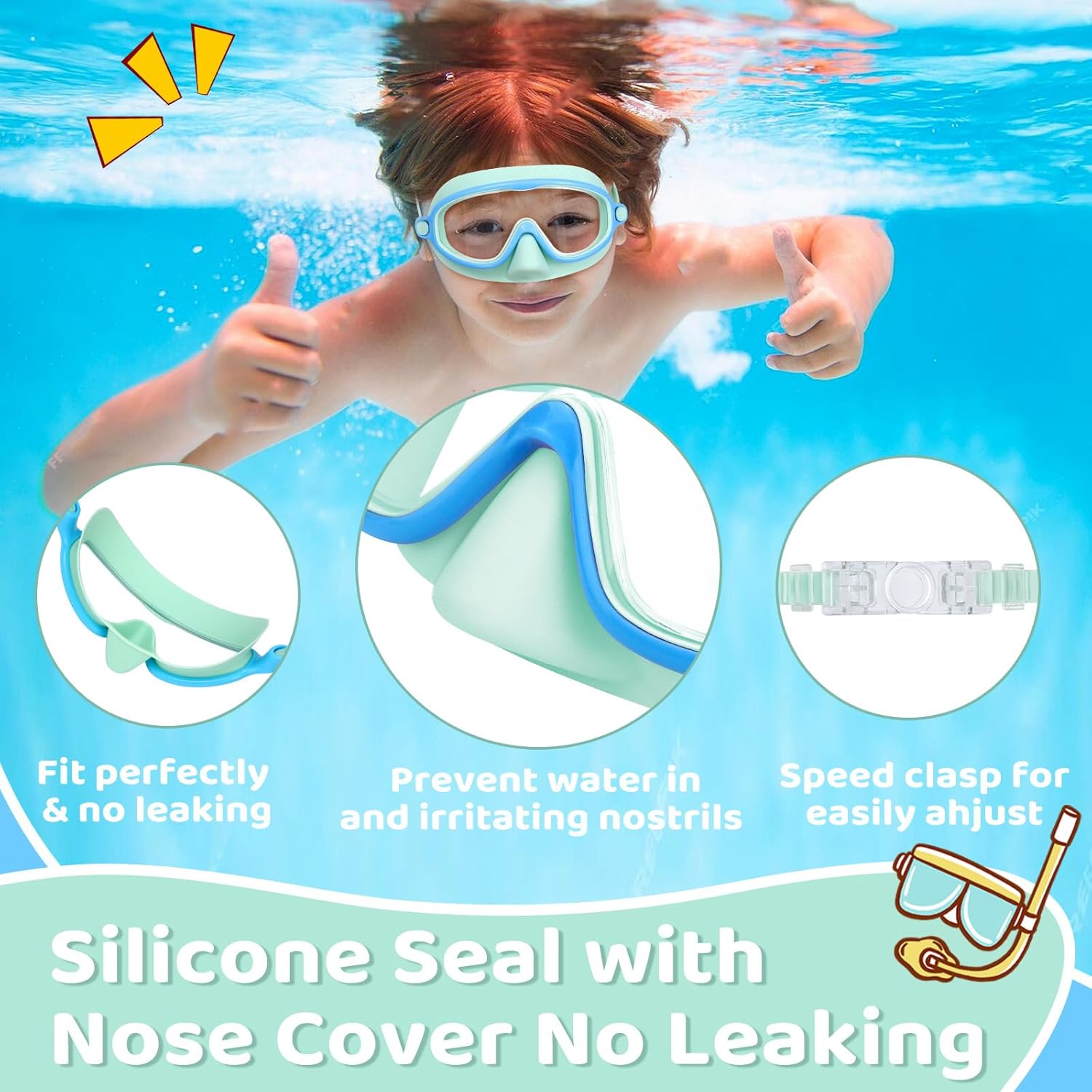 1+1 Gratis | AquaShield™ | HD-Großrahmen-Schwimmbrille für Kinder