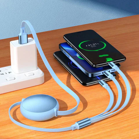 ChargePro | 3-in-1 aufrollbares Ladekabel - Laden Sie ALLE Ihre Geräte mit einem Kabel auf!