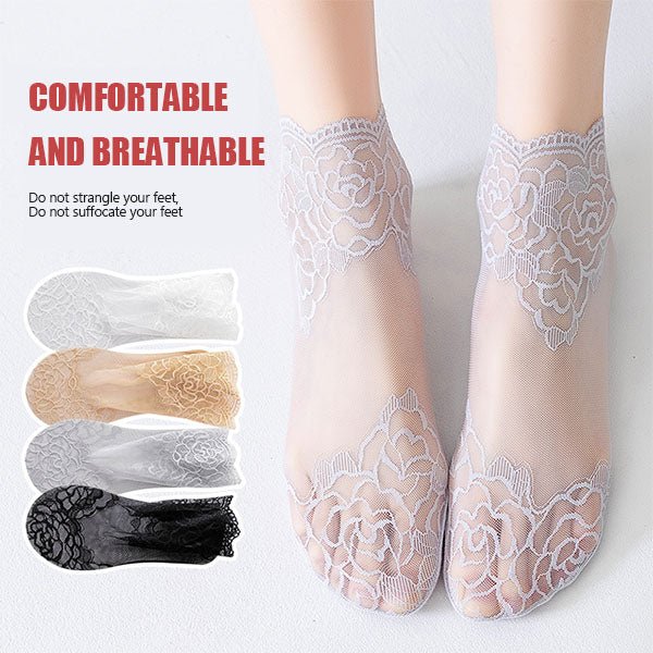 50% Rabatt | LaceStride™ | Unsichtbare Spitze Socken (Satz Von 4 Farben)