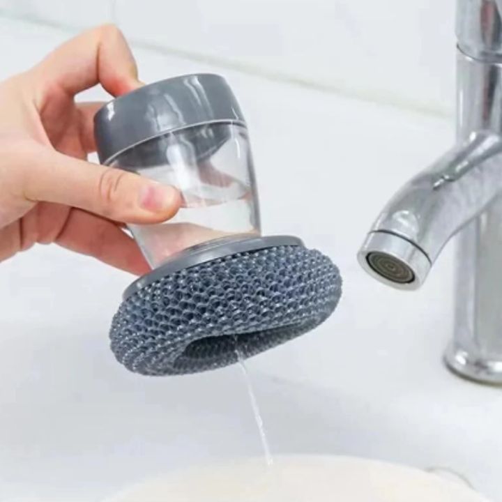 ScrubSqueeze | Küchenseifen-Spender-Handbürste（5 Stahldrahtkugeln）