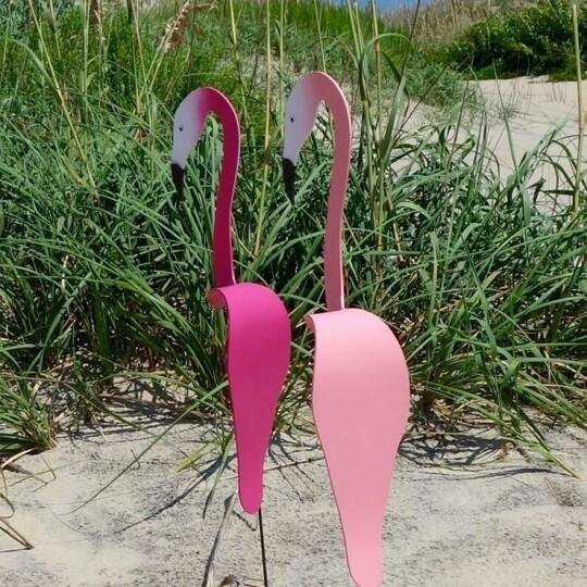 Wind powered dancing flamingo garden decor