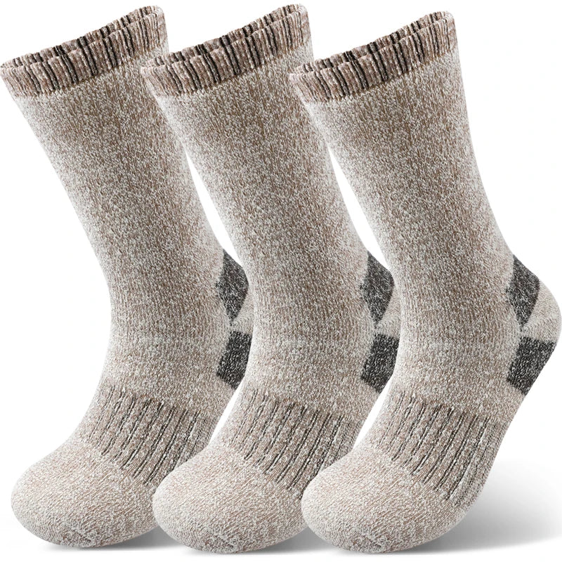 AlpenWool™  | 3 Paar Herren Thermo-Wintersocken | Extra dick, warme Wolle | Mittellange Socken für Skifahren & Outdoor-Einsatz