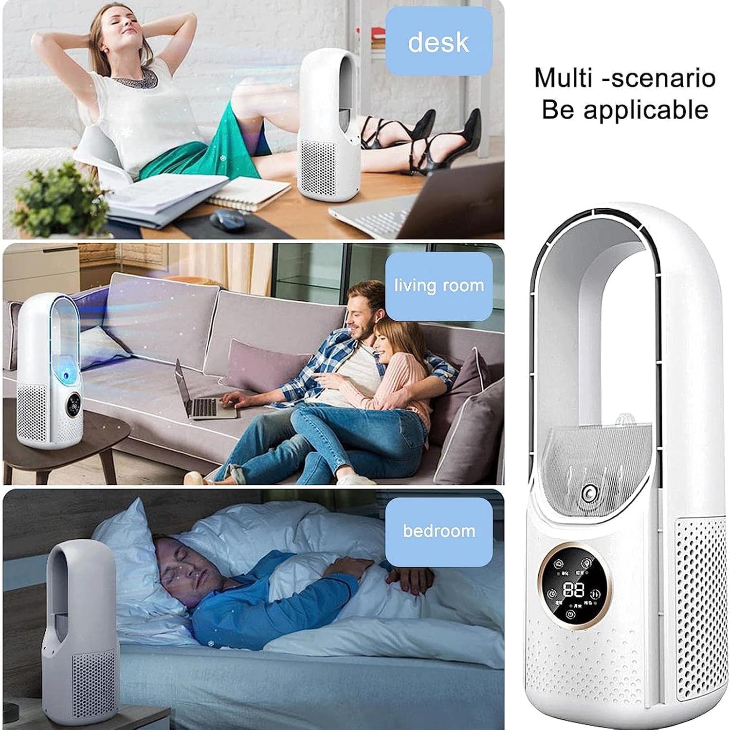 Airevo™ | Bladeless USB-Ventilator | 6 Stufen | Leise & Mit Timer | Luftbefeuchtung