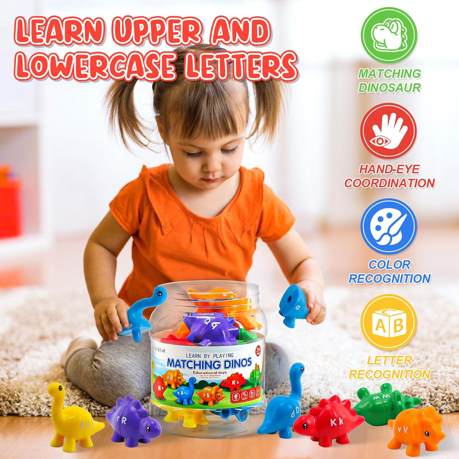 50% RABATT | Learnasaur™ | Alphabet-Dinosaurier-Set – Montessori Lernspielzeug für Kinder A–Z