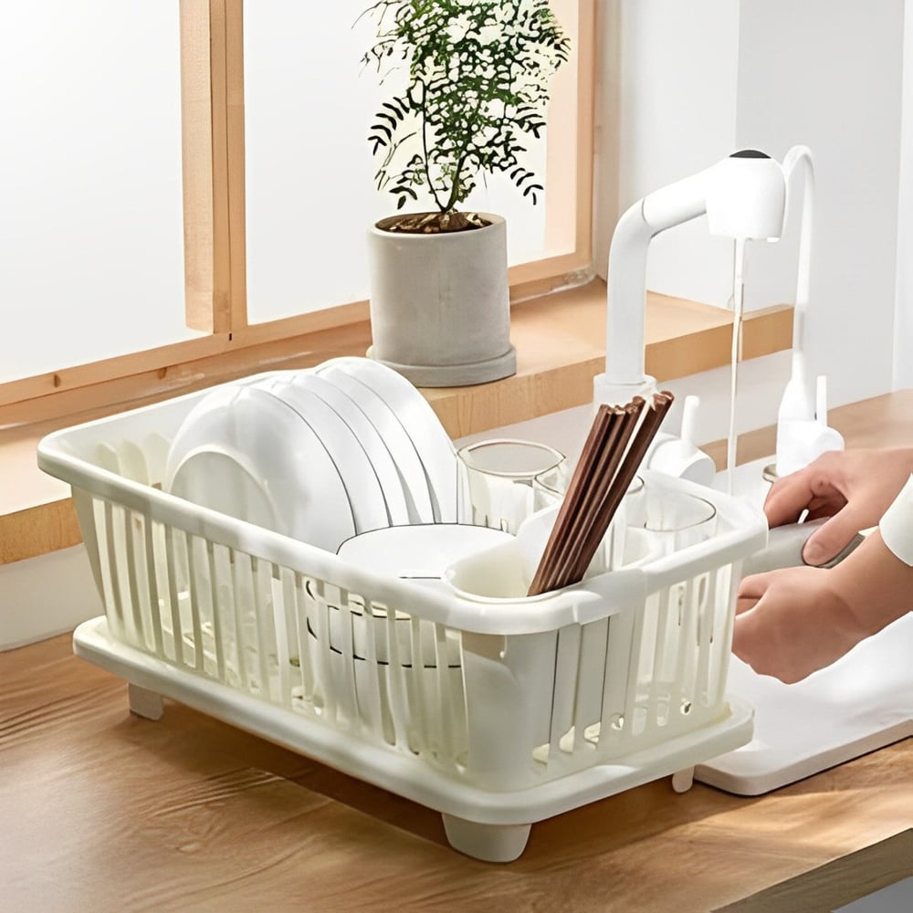 Drystak™ | Doppellagiges Abtropfgestell für Geschirr und Besteck – Platzsparende Lösung