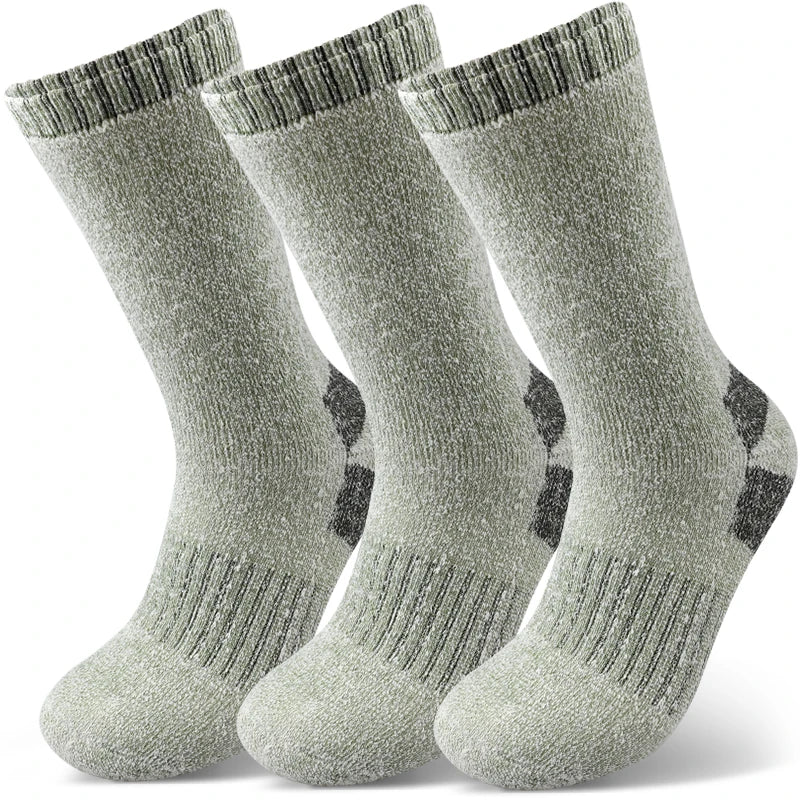 AlpenWool™  | 3 Paar Herren Thermo-Wintersocken | Extra dick, warme Wolle | Mittellange Socken für Skifahren & Outdoor-Einsatz
