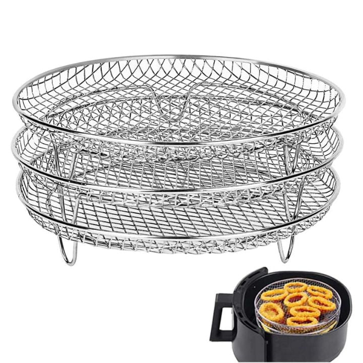 AirRack™ | Stapelbares Edelstahl-Luftfritiergestell-Set (3 Stück)