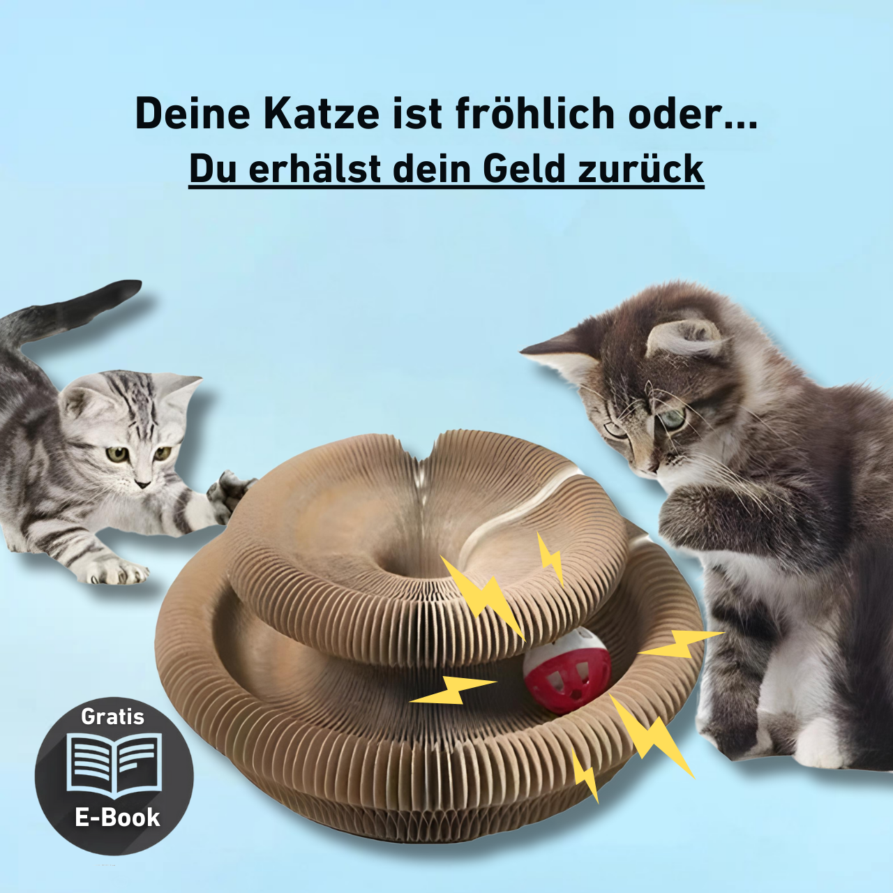 50 % Rabatt | ScratchPlay™ | Interaktives Kratzspiel mit Glöckchen für aktive Katzenmomente