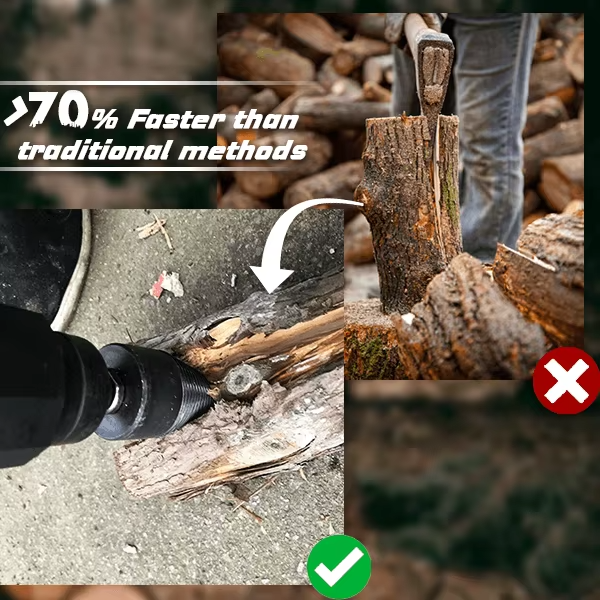 50% RABATT | TimberSplit™ | Holzspaltbohrer – Kegelspalter aus Hochgeschwindigkeitsstahl für müheloses & schnelles Holzspalten | 32/38/42 mm Bohreraufsatz