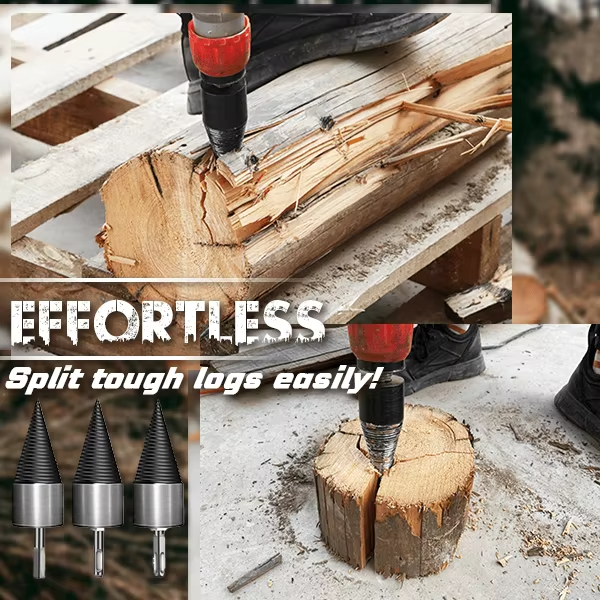 50% RABATT | TimberSplit™ | Holzspaltbohrer – Kegelspalter aus Hochgeschwindigkeitsstahl für müheloses & schnelles Holzspalten | 32/38/42 mm Bohreraufsatz