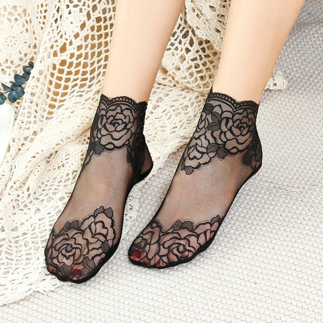 50% Rabatt | LaceStride™ | Unsichtbare Spitze Socken (Satz Von 4 Farben)