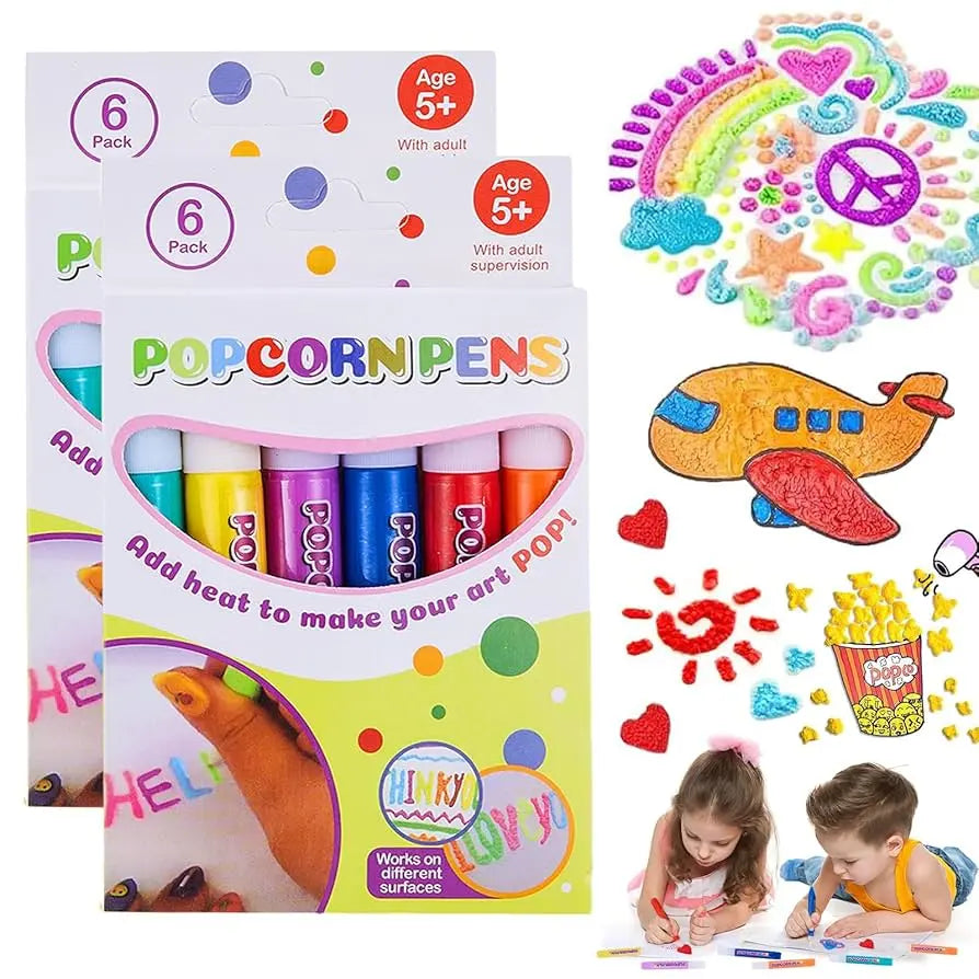 PuffyPens™ | Magische Puffy Popcorn Stifte — Kreativer 3D-Malspaß für Jung & Alt 6er-Set