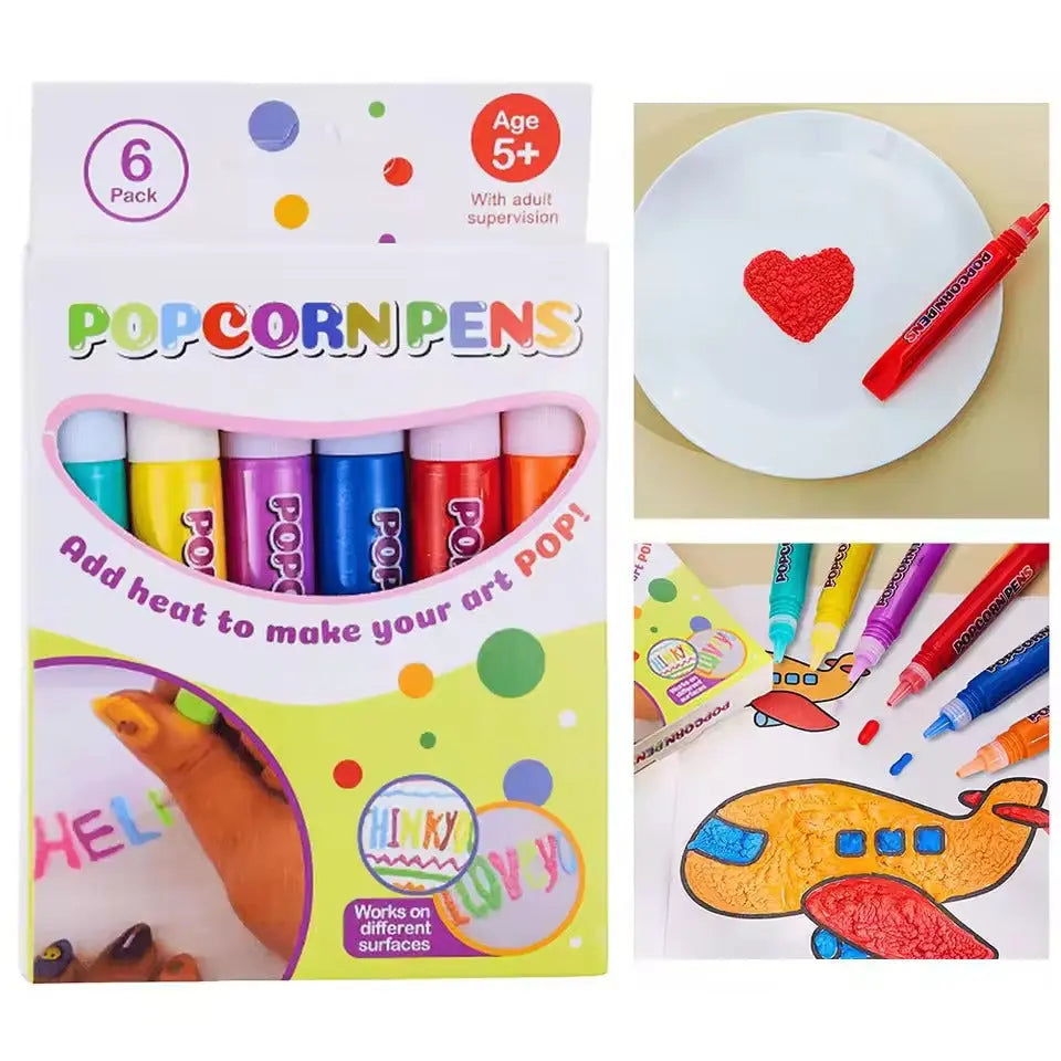 PuffyPens™ | Magische Puffy Popcorn Stifte — Kreativer 3D-Malspaß für Jung & Alt 6er-Set