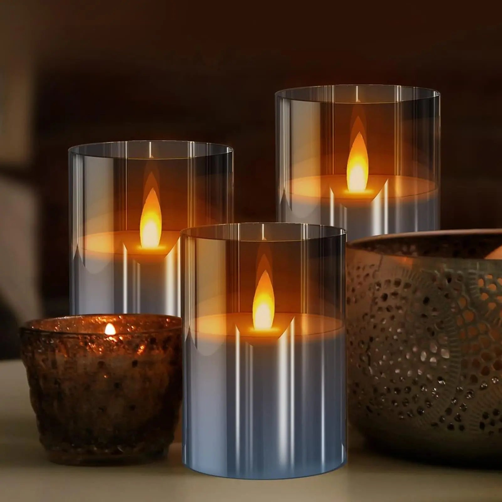 GlowLume™ | Realistisches Elektro-Kerzen Set — Sicheres Kerzenlicht ohne Feuergefahr 3er Set
